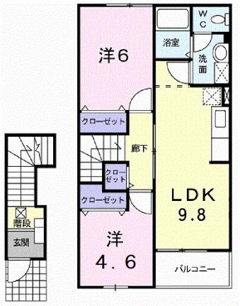 サニーヴィラ壱番館 203｜滋賀県長浜市平方南町(賃貸アパート2LDK・2階・51.67㎡)の写真 その2