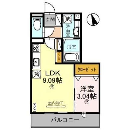 滋賀県草津市野路町(賃貸アパート1LDK・3階・31.88㎡)の写真 その2