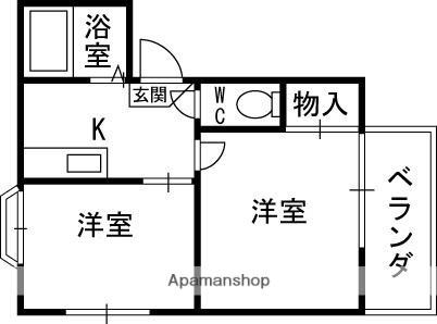 大阪府寝屋川市池田本町(賃貸マンション2K・4階・25.00㎡)の写真 その2