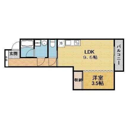 クレドールＫ 101｜大阪府枚方市走谷１丁目(賃貸アパート1LDK・1階・37.47㎡)の写真 その2