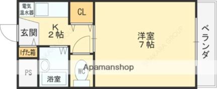 大阪府東大阪市源氏ケ丘(賃貸マンション1K・2階・18.00㎡)の写真 その2