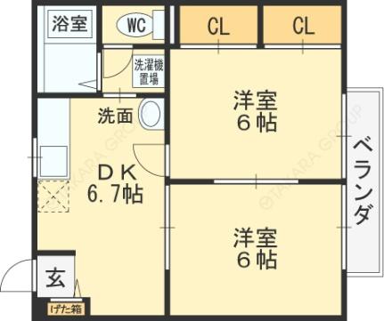 グレイス衣摺 201｜大阪府東大阪市衣摺３丁目(賃貸アパート2DK・2階・40.57㎡)の写真 その2