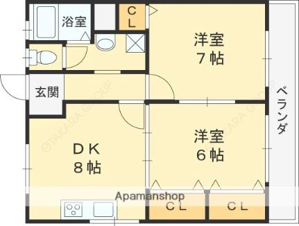 サンハイム東丘 202｜大阪府東大阪市鷹殿町(賃貸マンション2DK・3階・48.60㎡)の写真 その2