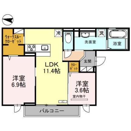 グラッドI 201｜大阪府東大阪市西堤本通西１丁目(賃貸アパート2LDK・2階・55.19㎡)の写真 その2