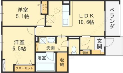 アット横小路 107｜大阪府東大阪市横小路町６丁目(賃貸アパート2LDK・1階・52.67㎡)の写真 その2