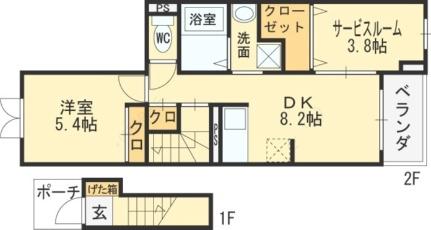 エスポワール 202｜大阪府藤井寺市沢田２丁目(賃貸アパート1SLDK・2階・46.73㎡)の写真 その2