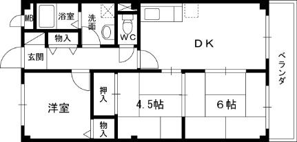 ドミールＡＭ 103｜大阪府堺市北区北花田町４丁(賃貸マンション3DK・1階・60.90㎡)の写真 その2