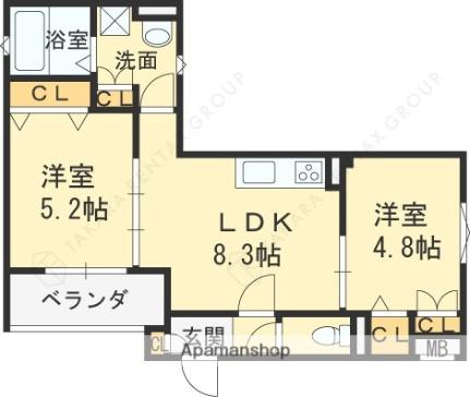 ラモーナ中野本町II 101｜大阪府四條畷市中野本町(賃貸アパート2DK・1階・42.82㎡)の写真 その2