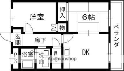 大阪府高槻市別所中の町(賃貸マンション2DK・3階・43.00㎡)の写真 その2