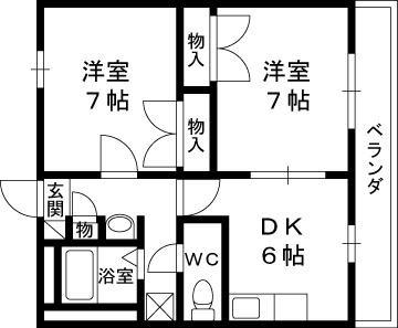 レオパレスＯＨＩII 203｜大阪府枚方市松丘町(賃貸マンション2DK・2階・40.57㎡)の写真 その2