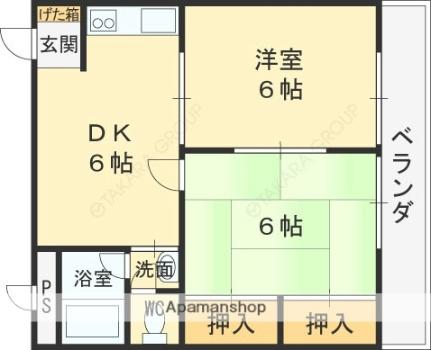 大阪府東大阪市西堤本通東３丁目(賃貸マンション2DK・3階・40.00㎡)の写真 その2