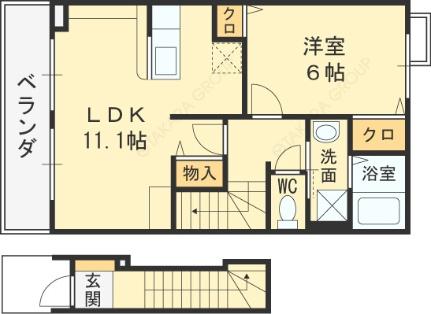 ミルト諸福 202｜大阪府大東市諸福１丁目(賃貸アパート1LDK・2階・46.09㎡)の写真 その2