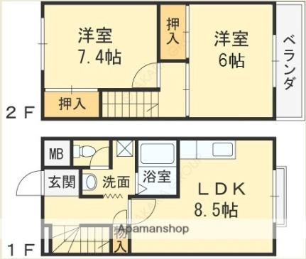 シャイニング 206｜大阪府高槻市宮田町２丁目(賃貸マンション2DK・2階・56.90㎡)の写真 その2