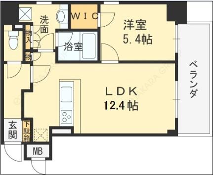 ザ・パークハビオ天満橋 1401｜大阪府大阪市北区天満橋１丁目(賃貸マンション1LDK・14階・45.66㎡)の写真 その2