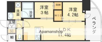 セレニテフラン梅田 1302｜大阪府大阪市北区西天満６丁目(賃貸マンション2LDK・13階・43.94㎡)の写真 その2