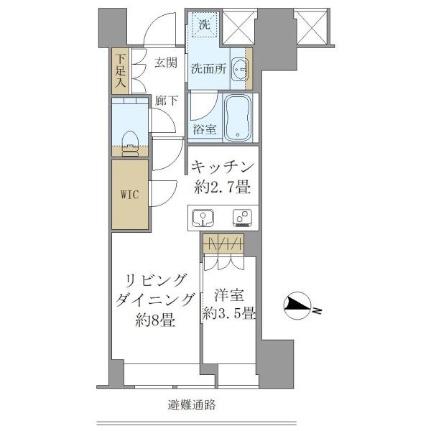 ＢｒｉｌｌｉａＴｏｗｅｒ堂島 707｜大阪府大阪市北区堂島２丁目(賃貸マンション1LDK・7階・38.71㎡)の写真 その2