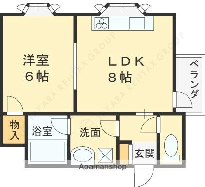 大阪府東大阪市鷹殿町(賃貸マンション1LDK・4階・31.00㎡)の写真 その2