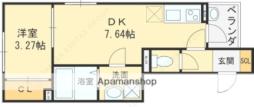 近鉄大阪線 久宝寺口駅 徒歩10分の賃貸アパート 1階1DKの間取り