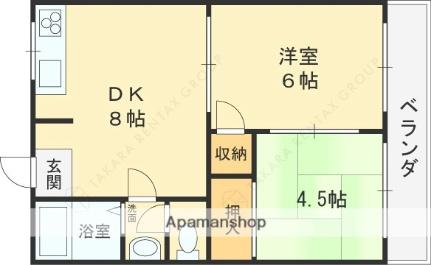 大阪府東大阪市長田西４丁目(賃貸マンション2DK・4階・48.00㎡)の写真 その2