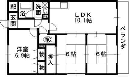 ロイヤルメゾン藤ヶ丘 607 ｜ 大阪府藤井寺市藤ケ丘３丁目（賃貸マンション3LDK・6階・65.16㎡） その2