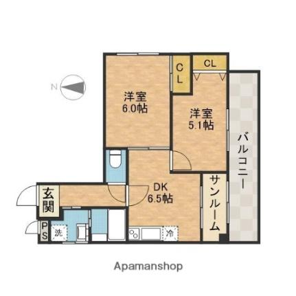 エトワールイレブンエー ｜大阪府高槻市津之江北町(賃貸マンション2DK・2階・43.47㎡)の写真 その2