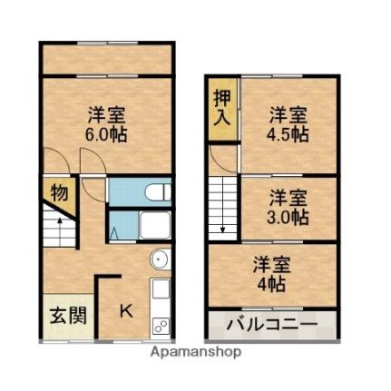 鮎川貸家（鮎川4丁目） ｜大阪府茨木市鮎川４丁目(賃貸一戸建4SDK・1階・52.00㎡)の写真 その2