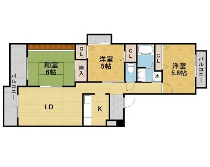 メゾングリーンヒル 305｜大阪府豊中市西緑丘３丁目(賃貸マンション3LDK・3階・68.70㎡)の写真 その2