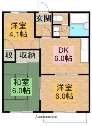 ルネパーク岸和田 207｜大阪府岸和田市西之内町(賃貸アパート3DK・2階・45.80㎡)の写真 その2