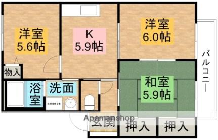 カサベラ東羽衣 206｜大阪府高石市東羽衣５丁目(賃貸アパート3K・2階・53.16㎡)の写真 その2