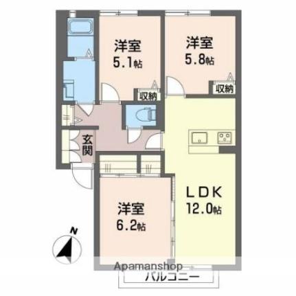 ユーカリハウス 201｜大阪府泉佐野市上瓦屋(賃貸アパート3LDK・2階・64.84㎡)の写真 その2