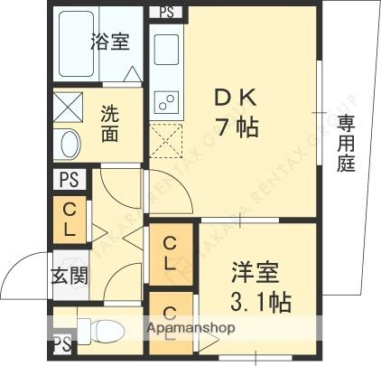 フジテラス甲東園（旧ＷＯＲＬＤ上大市） 101｜兵庫県西宮市上大市４丁目(賃貸マンション1DK・1階・27.36㎡)の写真 その2