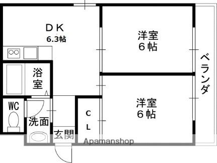 ロイヤルメゾン甲子園口III 201｜兵庫県西宮市中島町(賃貸マンション2DK・2階・36.00㎡)の写真 その2