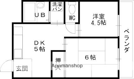 中尾ビル 202｜兵庫県西宮市室川町(賃貸マンション2DK・2階・37.00㎡)の写真 その2