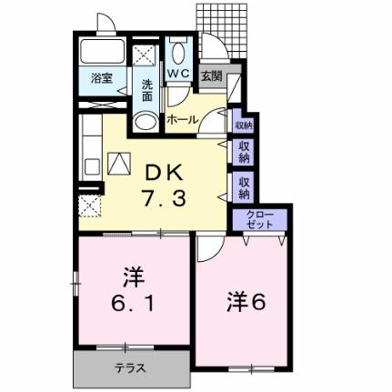 ジークフリーデンI 103｜兵庫県高砂市北浜町北脇(賃貸アパート2DK・1階・45.93㎡)の写真 その2