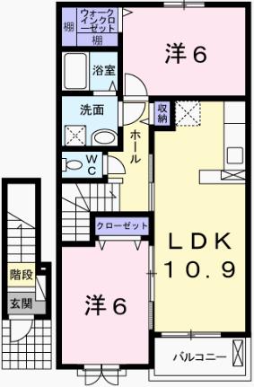 メゾン・ド・キャッスル赤穂 203｜兵庫県赤穂市加里屋(賃貸アパート2LDK・2階・57.19㎡)の写真 その2