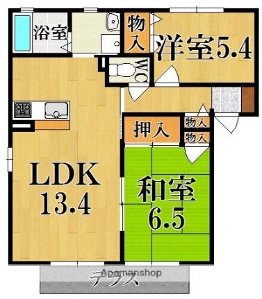 奈良県奈良市中山町(賃貸アパート2LDK・2階・57.70㎡)の写真 その2