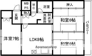 和歌山県和歌山市中島(賃貸マンション3DK・1階・60.12㎡)の写真 その2
