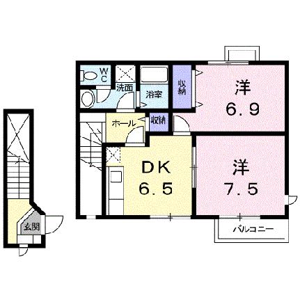 コーリンハウス 203｜和歌山県御坊市薗(賃貸アパート2DK・2階・53.83㎡)の写真 その2