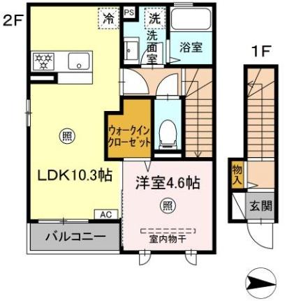 ボヌールＭ  ｜ 島根県松江市雑賀町（賃貸アパート1LDK・2階・42.84㎡） その2