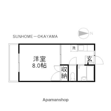 桜マンション 301｜岡山県岡山市中区西川原(賃貸マンション1K・3階・25.00㎡)の写真 その2