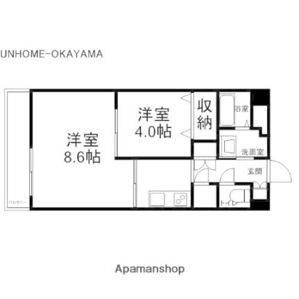 スプレンドーレ医大東 503｜岡山県岡山市北区岡町(賃貸マンション2K・5階・38.77㎡)の写真 その2