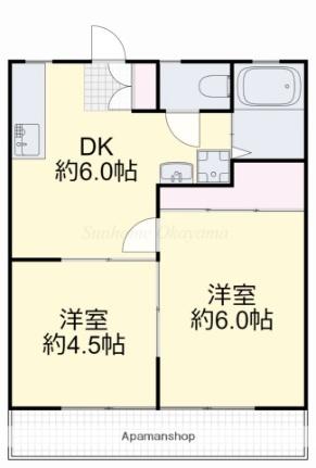 サンパーク青江Ｂ 103｜岡山県岡山市北区青江３丁目(賃貸アパート2DK・1階・35.91㎡)の写真 その2