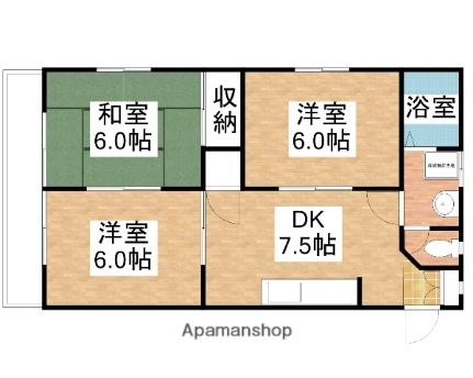 スカイハイツ富第2 307｜岡山県岡山市北区昭和町(賃貸マンション3DK・3階・51.84㎡)の写真 その2