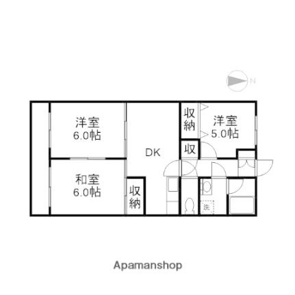 カーサ21 205｜岡山県岡山市北区西長瀬(賃貸マンション3DK・2階・54.65㎡)の写真 その2