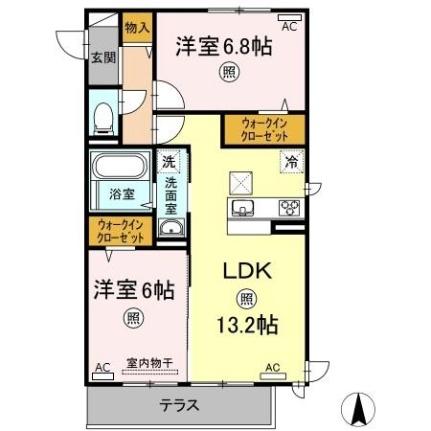 ルピナス高屋 103｜岡山県岡山市中区高屋(賃貸アパート2LDK・1階・59.92㎡)の写真 その2