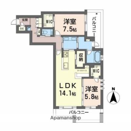 シャーメゾンプレミア上中野 205｜岡山県岡山市北区上中野１丁目(賃貸マンション2LDK・2階・79.25㎡)の写真 その2