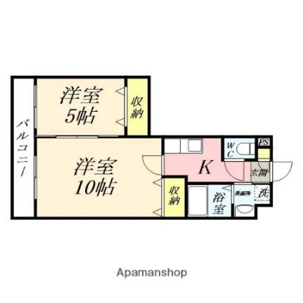 ピアホーム奥田西町 107｜岡山県岡山市北区奥田西町(賃貸マンション2K・1階・40.06㎡)の写真 その2