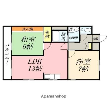 グランデュール今1号館 201｜岡山県岡山市北区今１丁目(賃貸マンション2LDK・2階・60.00㎡)の写真 その2