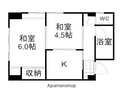 永代ビル 603｜岡山県岡山市北区中央町(賃貸マンション2K・6階・35.00㎡)の写真 その2