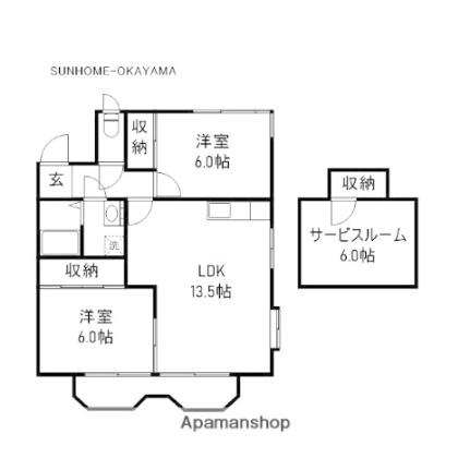 サンハイツテラオI 201｜岡山県岡山市北区今７丁目(賃貸アパート2SLDK・2階・62.00㎡)の写真 その2